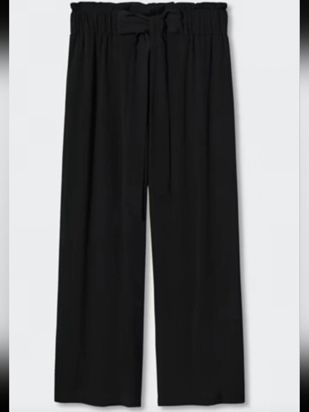 Mango Black High-Waist Wide-Leg Pants with Self-Tie Belt